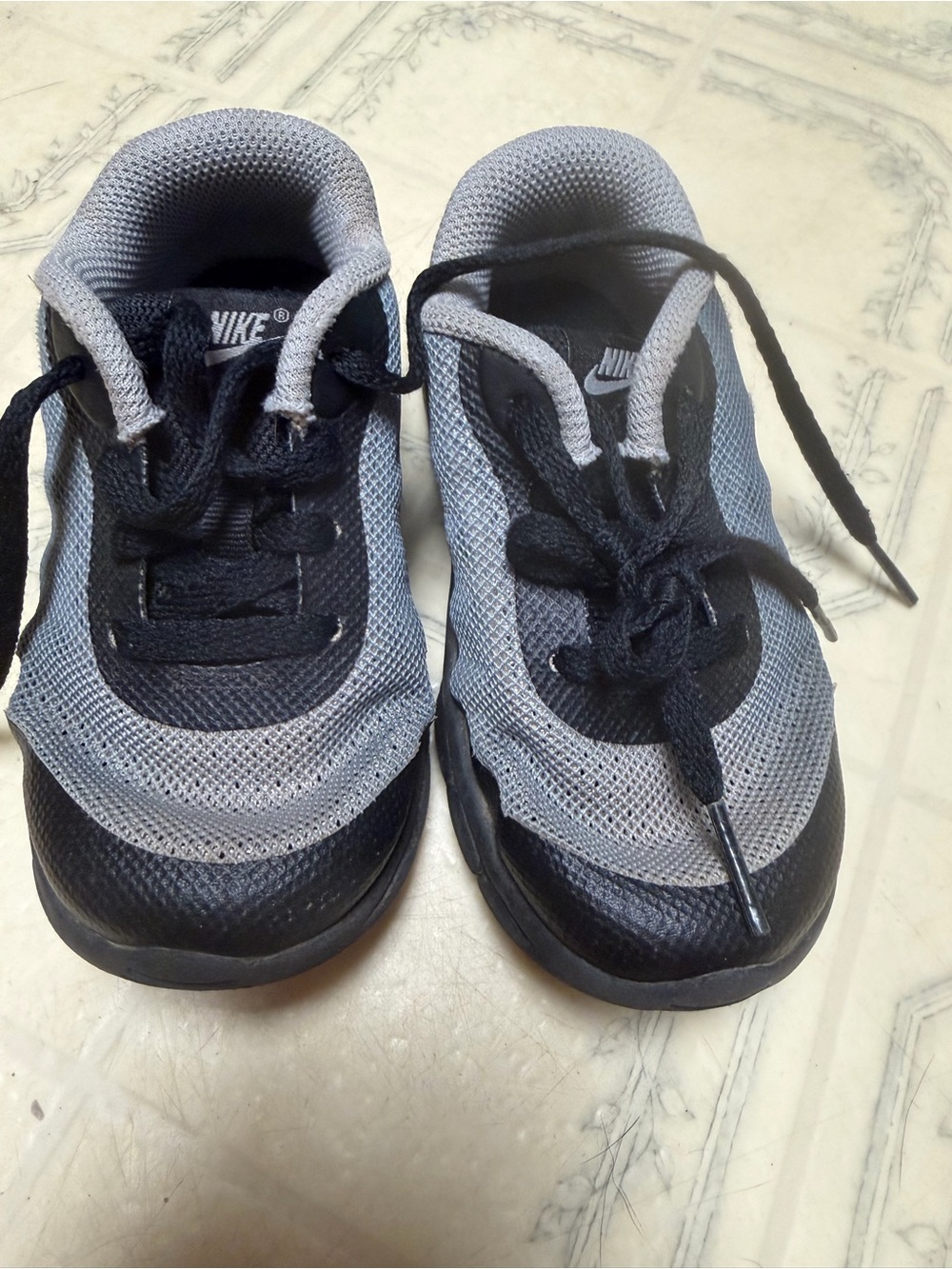 Nike Kids Mesh Lace-Up Sneakers in Gray and Black